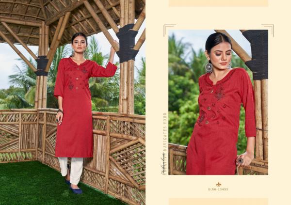 Kalaroop Innaya Rayon Embroidery Designer Kurti Collection